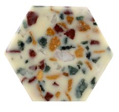 Cream Hexagon Terrazzo Marble Round Cabinet Knobs